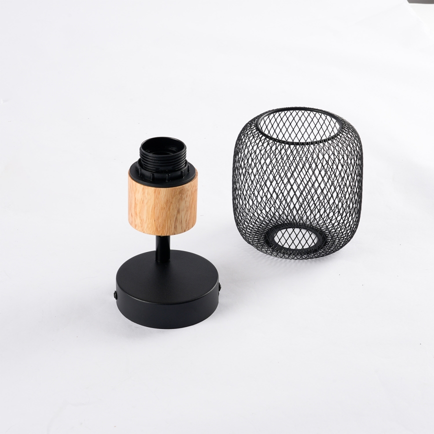 Brilagi - Seinane suunavalgusti BASKLITE 1xE27/15W/230V puit/must