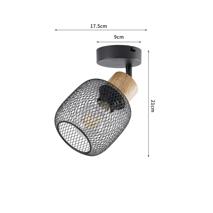 Brilagi - Seinane suunavalgusti BASKLITE 1xE27/15W/230V puit/must