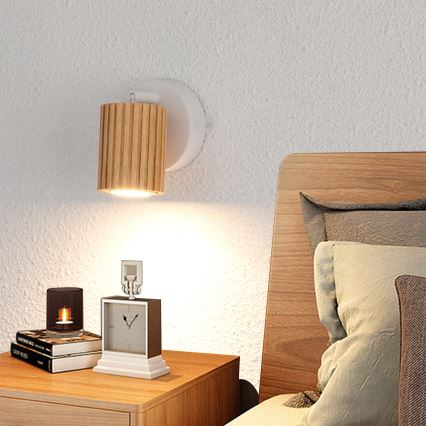 Brilagi - Seinane suunavalgusti MODERN WOOD 1xGU10/8W/230V kummipuu/valge