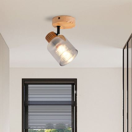 Brilagi - Seinapunktvalgusti HYGGE 1xE14/15W/230V kummipuit/suitsuhall