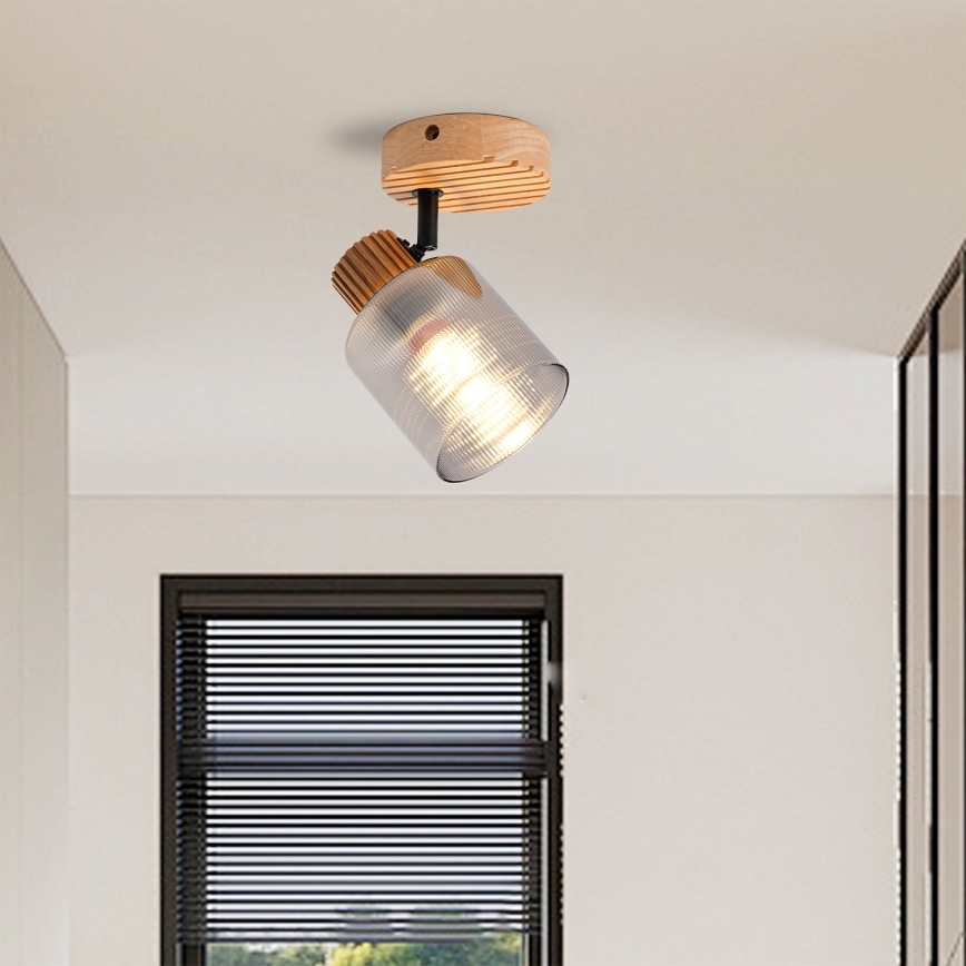 Brilagi - Seinapunktvalgusti HYGGE 1xE14/15W/230V kummipuit/suitsuhall