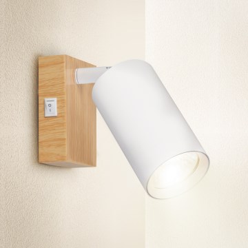 Brilagi - Seinapunktvalgusti lülitiga SELE 1xGU10/30W/230V valge/tamme dekor