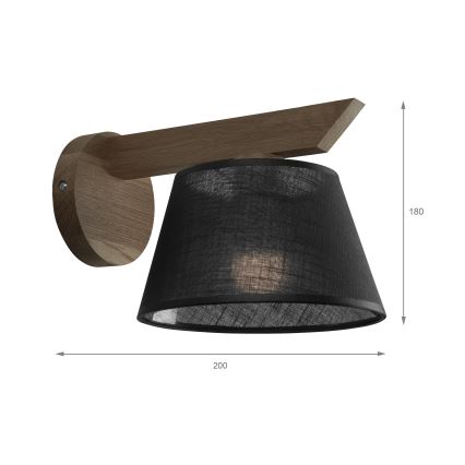 Brilagi - Seinavalgusti ANTHONY 1xE14/40W/230V tamm pähklipuu/must