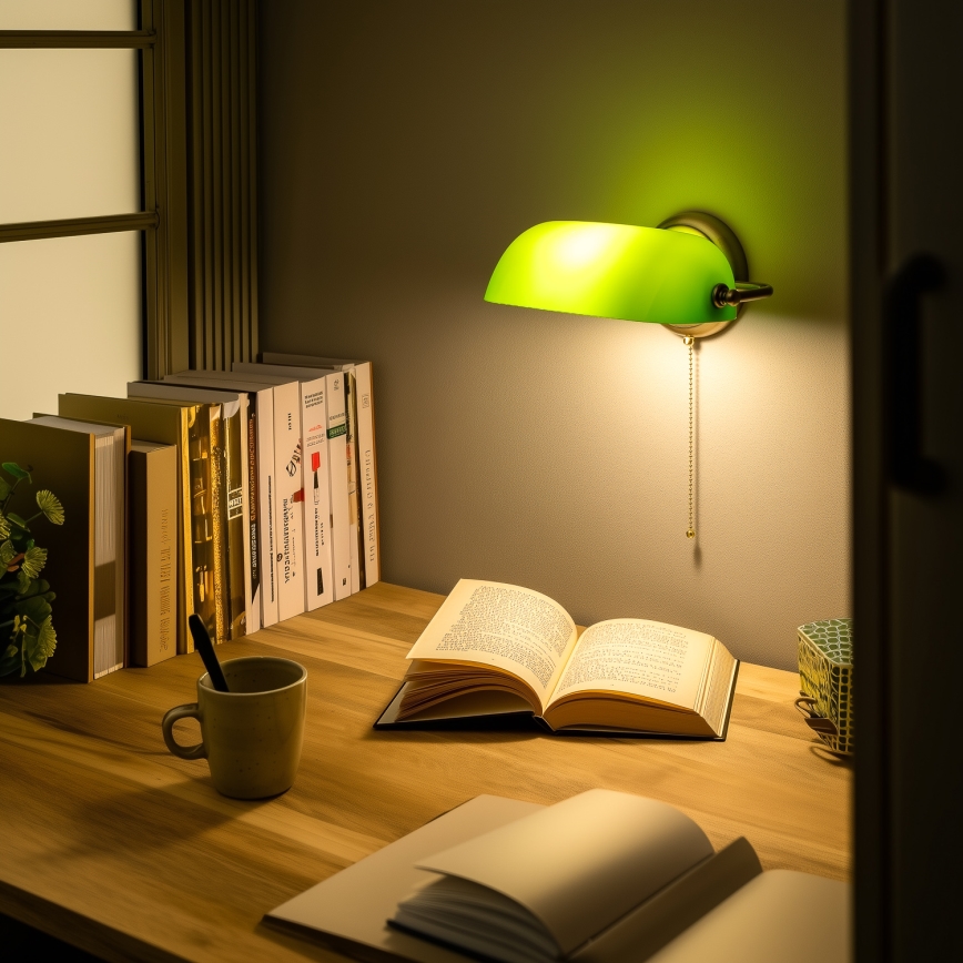 Brilagi - Seinavalgusti BANK OFFICE 1xE27/60W/230V messing/roheline