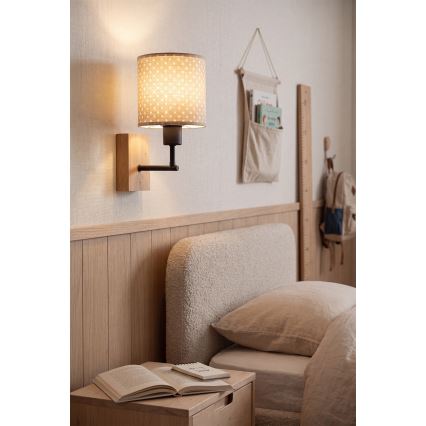 BRILAGI - Lastetoa seinavalgusti BOBO WOOD 1xE27/25W/230V tamm/must/beež/täpid