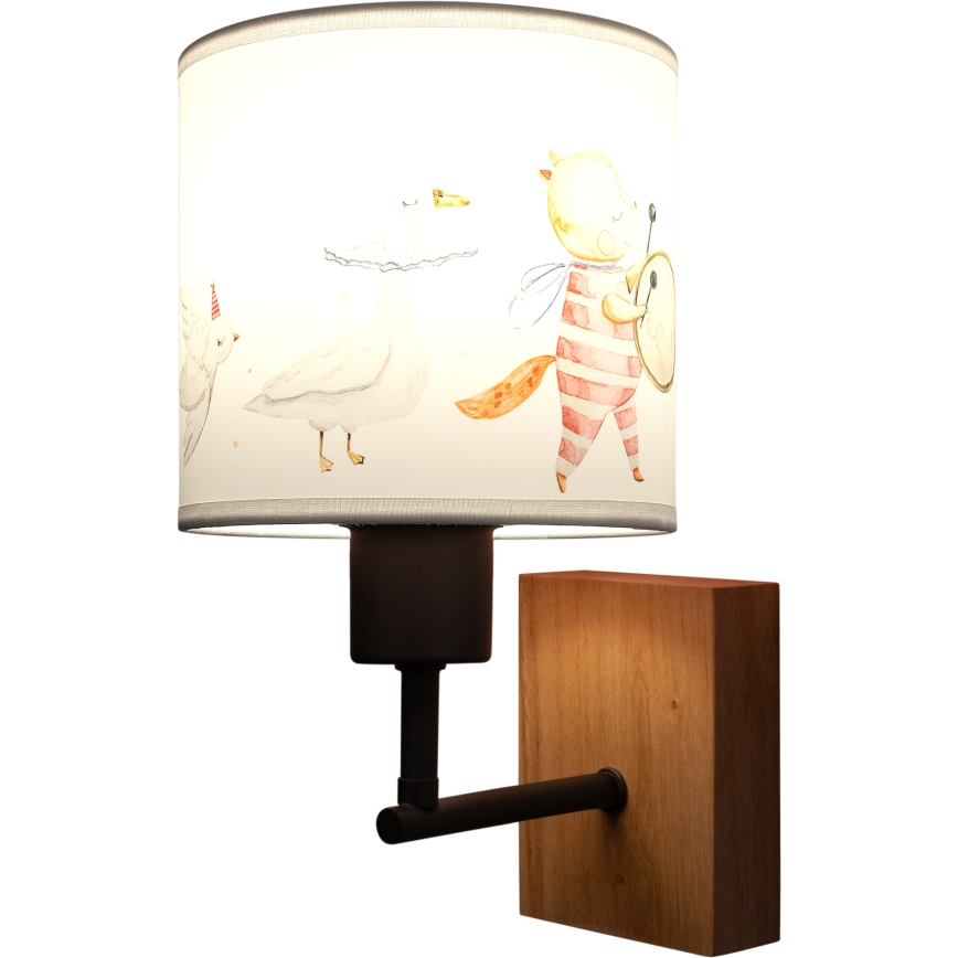 BRILAGI - Laste seinavalgusti BOBO WOOD 1xE27/25W/230V tamm/must/valge/loomakujutised