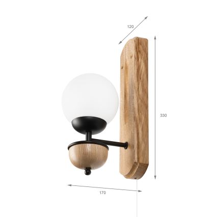 Brilagi - Seinavalgusti COTTAGE 1xG9/40W/230V tamm/valge