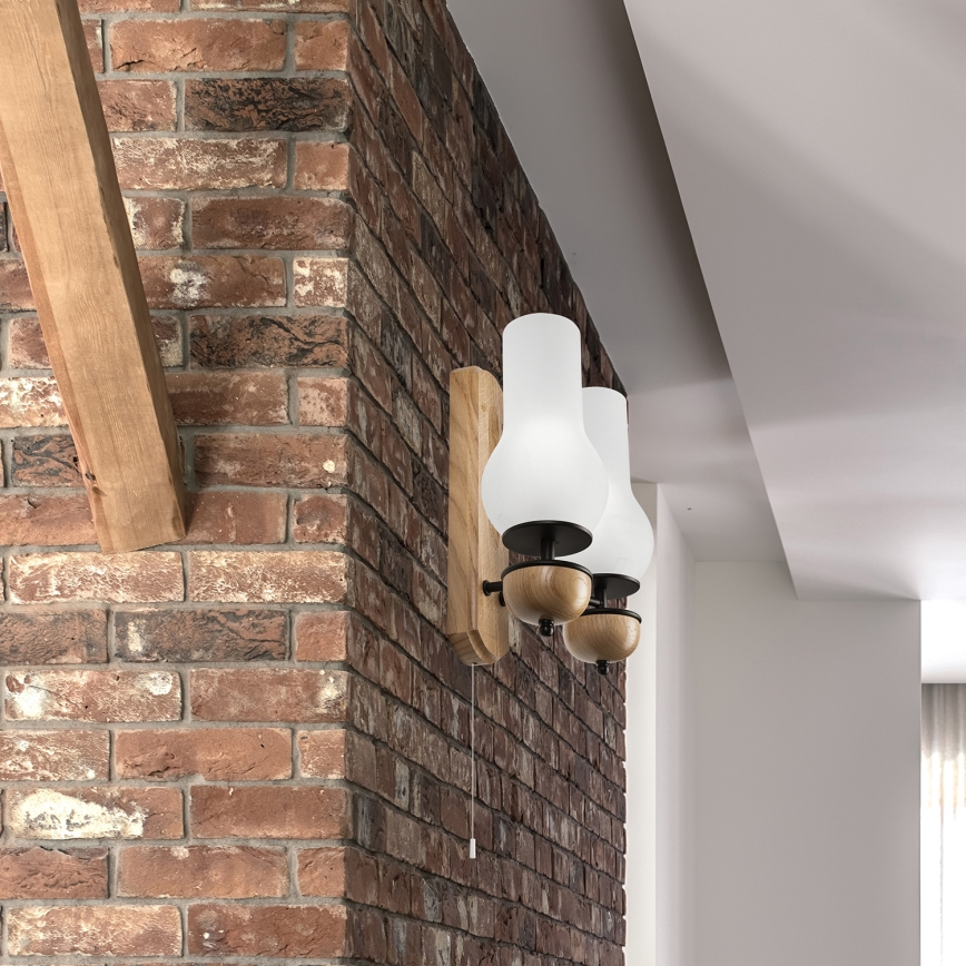 Brilagi - Seinavalgusti COTTAGE 2xE14/40W/230V tamm/valge