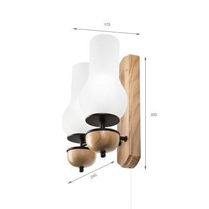 Brilagi - Seinavalgusti COTTAGE 2xE14/40W/230V tamm/valge