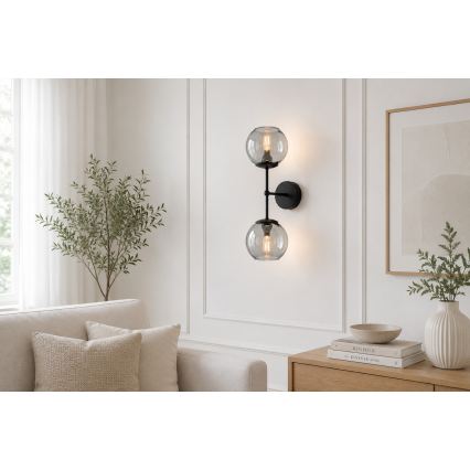 BRILAGI - Seinavalgusti DIOR 2xE27/60W/230V must/suitsuhall