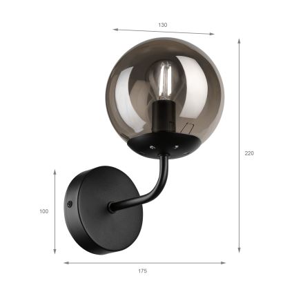 Brilagi - Seinavalgusti MALIVA 1xE14/15W/230V must/suitsune