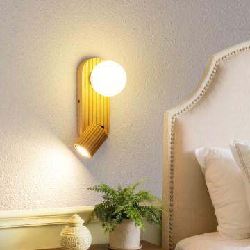 Brilagi - Seinavalgusti MODERN WOOD 1xG9/5W/230V + 1xGU10/8W, kummipuit