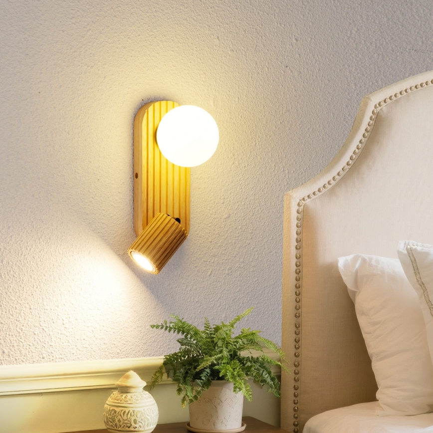 Brilagi - Seinavalgusti MODERN WOOD 1xG9/5W/230V + 1xGU10/8W, kummipuit