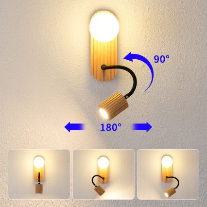 Brilagi - Seinavalgusti MODERN WOOD 1xG9/5W/230V + 1xGU10/8W kummipuu