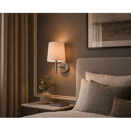 Brilagi - Seinavalgusti MONTE 1xE27/15W/230V beež/läikiv kroom