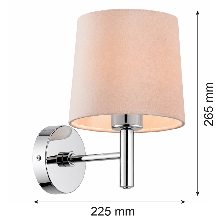 Brilagi - Seinavalgusti MONTE 1xE27/15W/230V beež/läikiv kroom