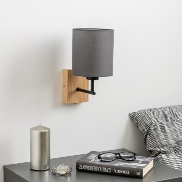 Brilagi - Seinavalgusti NUBILA WOOD 1xE27/25W/230V tamm/antratsiit