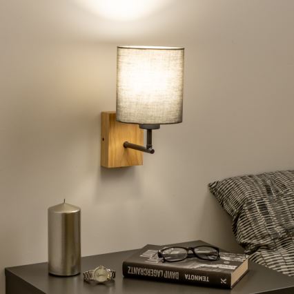 Brilagi - Seinavalgusti NUBILA WOOD 1xE27/25W/230V tamm/antratsiit