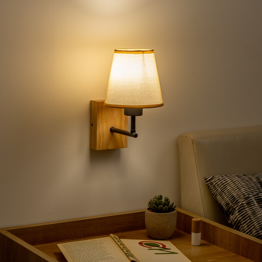 Brilagi - Seinavalgusti NUBILA WOOD 1xE27/25W/230V tamm/helepruun