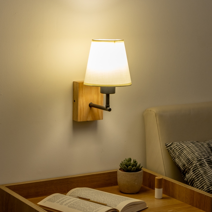 Brilagi - Seinavalgusti NUBILA WOOD 1xE27/25W/230V tamm/kreemikas