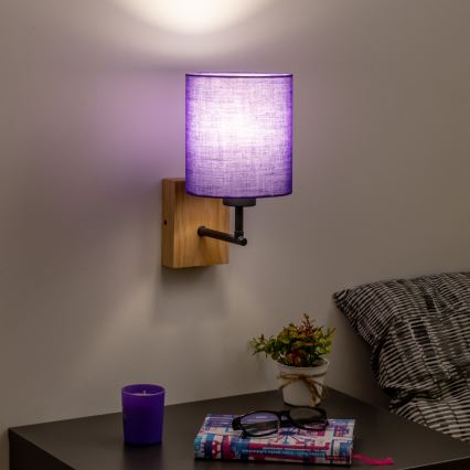 Brilagi - Seinavalgusti NUBILA WOOD 1xE27/25W/230V tamm/lilla