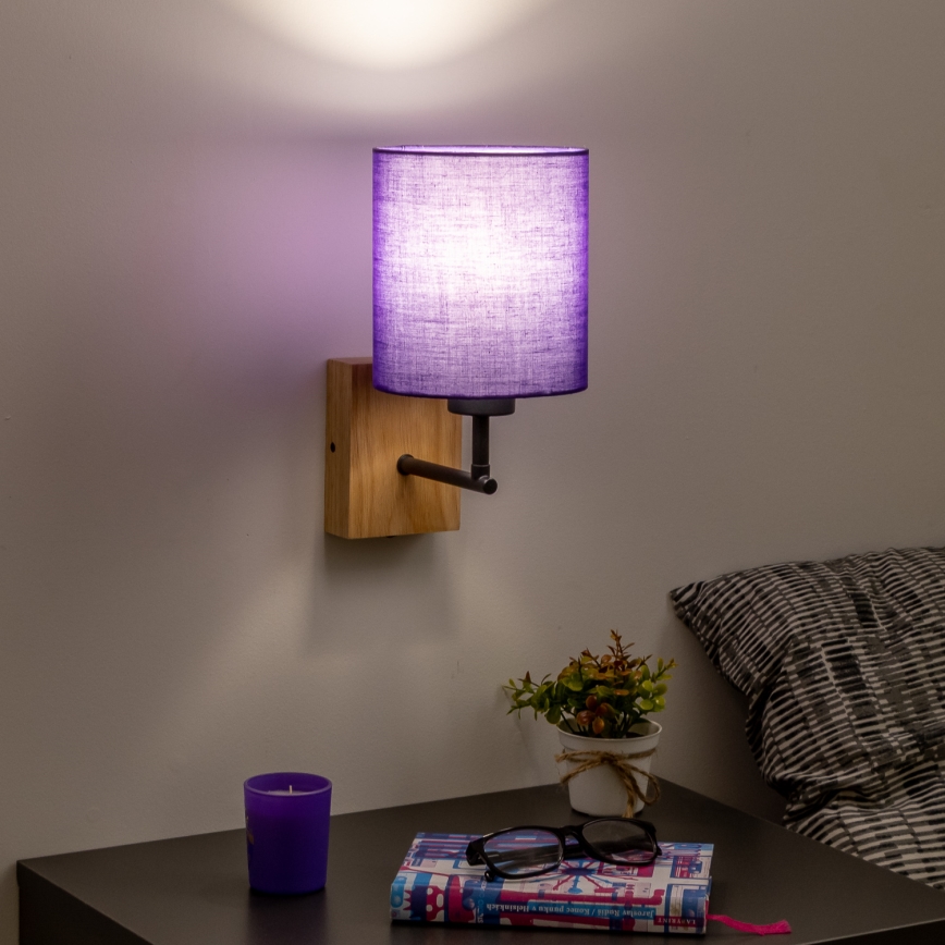 Brilagi - Seinavalgusti NUBILA WOOD 1xE27/25W/230V tamm/lilla