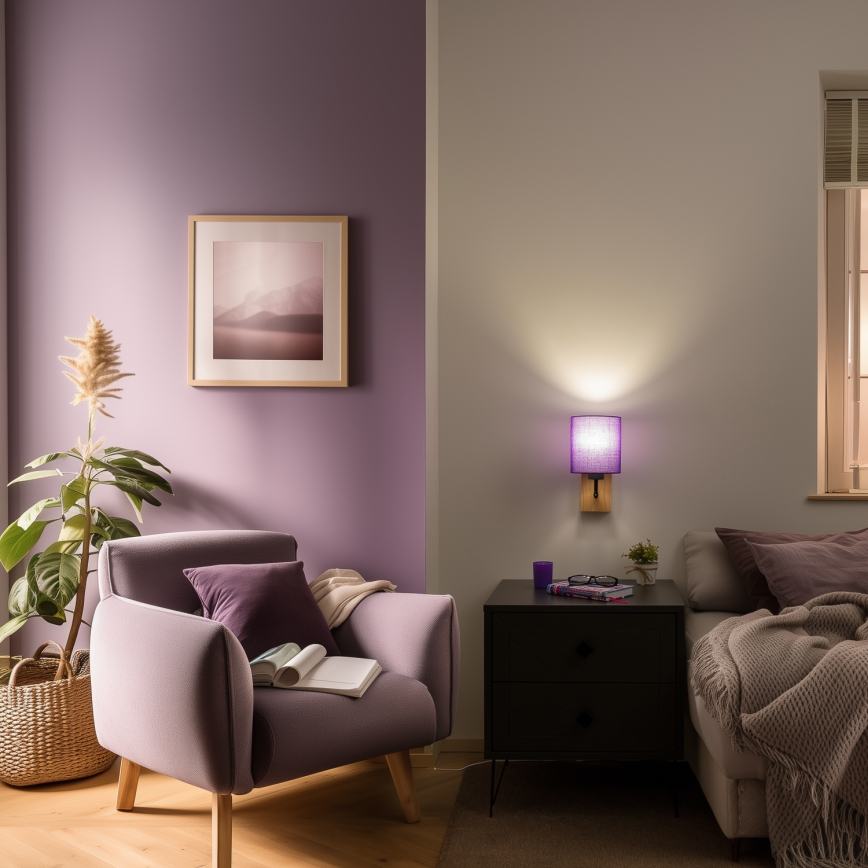 Brilagi - Seinavalgusti NUBILA WOOD 1xE27/25W/230V tamm/lilla