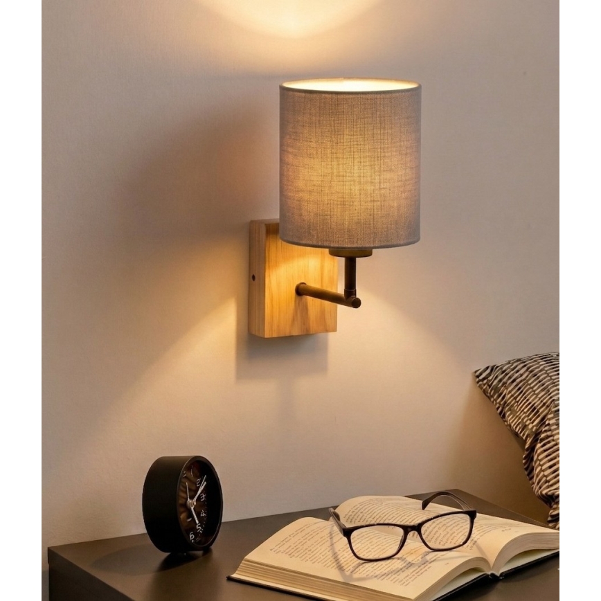 Brilagi - Seinavalgusti NUBILA WOOD 1xE27/25W/230V tamm/must/helehall