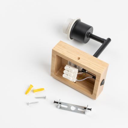 Brilagi - Seinavalgusti NUBILA WOOD 1xE27/25W/230V tamm/must/helehall