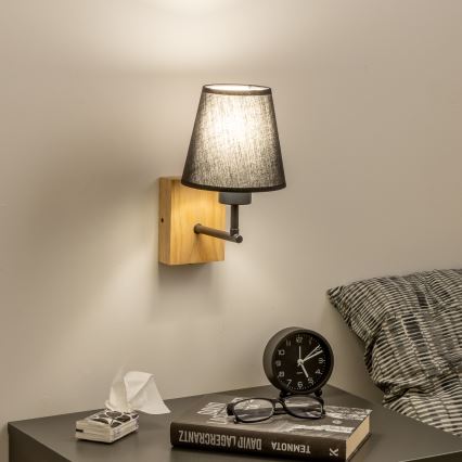 Brilagi - Seinavalgusti NUBILA WOOD 1xE27/25W/230V tamm/must
