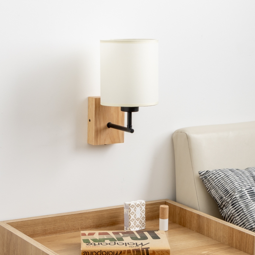 Brilagi - Seinavalgusti NUBILA WOOD 1xE27/25W/230V tamm/must/kreemikas