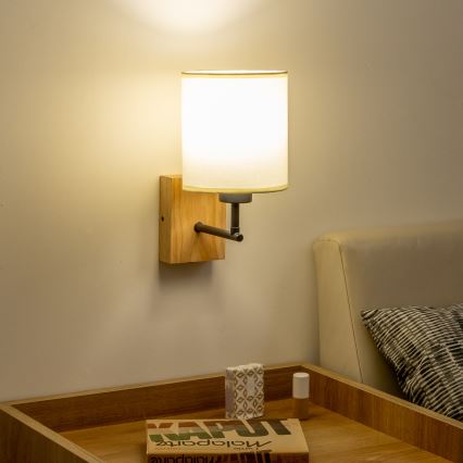 Brilagi - Seinavalgusti NUBILA WOOD 1xE27/25W/230V tamm/must/kreemikas