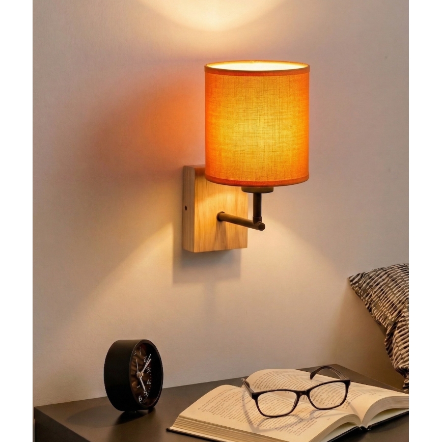 Brilagi - Seinavalgusti NUBILA WOOD 1xE27/25W/230V tamm/must/oranž