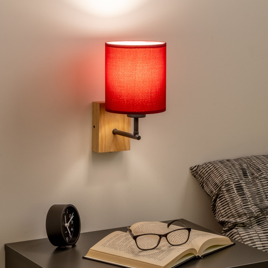 Brilagi - Seinavalgusti NUBILA WOOD 1xE27/25W/230V tamm/Pompeii punane