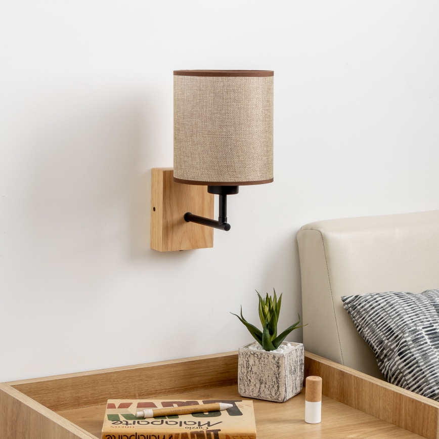 Brilagi - Seinavalgusti NUBILA WOOD 1xE27/25W/230V tamm/pruun