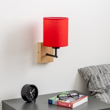 Brilagi - Seinavalgusti NUBILA WOOD 1xE27/25W/230V tamm/punane