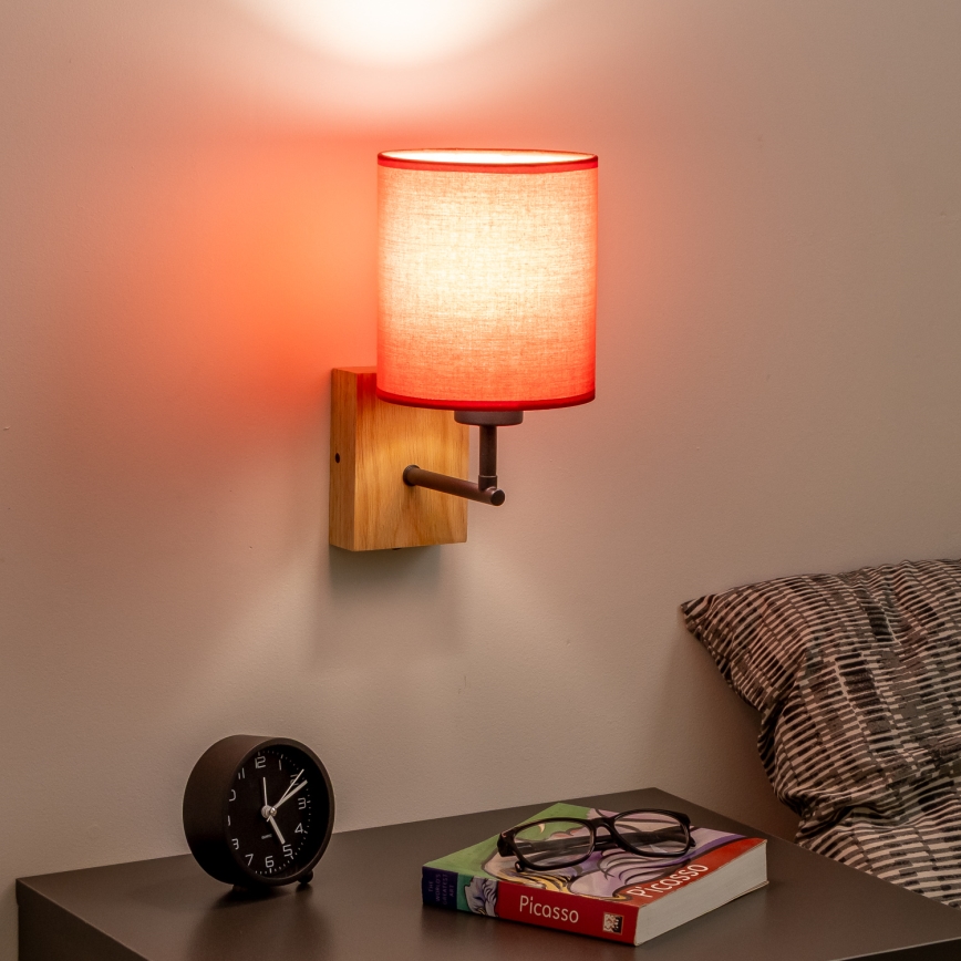 Brilagi - Seinavalgusti NUBILA WOOD 1xE27/25W/230V tamm/punane