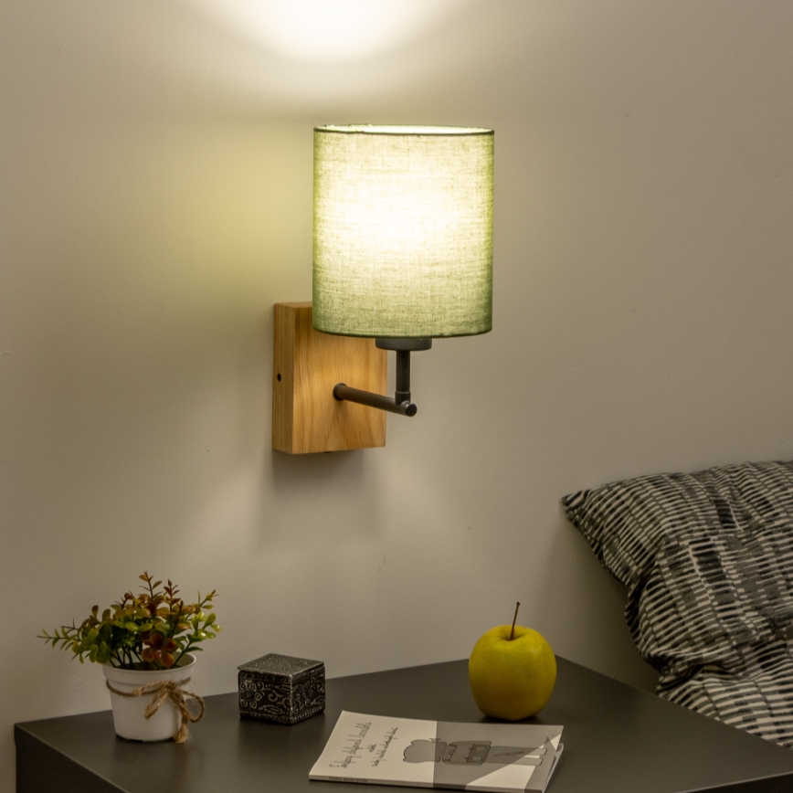 Brilagi - Seinavalgusti NUBILA WOOD 1xE27/25W/230V tamm/roheline