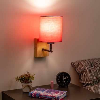 Brilagi - Seinavalgusti NUBILA WOOD 1xE27/25W/230V tamm/roosa