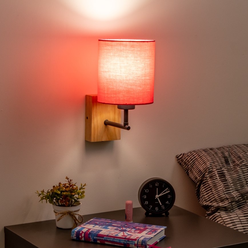 Brilagi - Seinavalgusti NUBILA WOOD 1xE27/25W/230V tamm/roosa