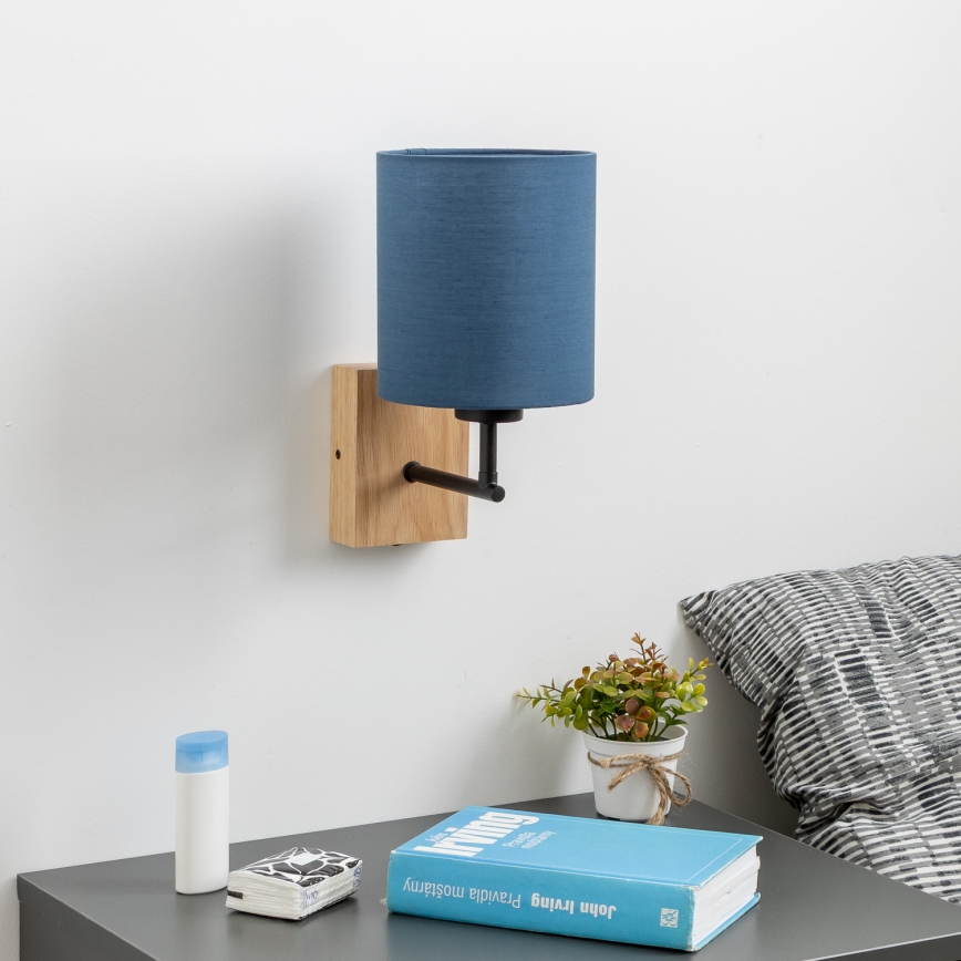 Brilagi - Seinavalgusti NUBILA WOOD 1xE27/25W/230V tamm/tumesinine