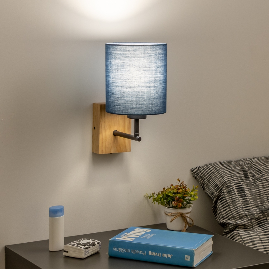 Brilagi - Seinavalgusti NUBILA WOOD 1xE27/25W/230V tamm/tumesinine