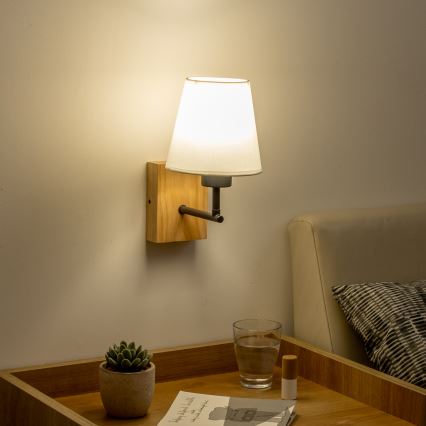 Brilagi - Seinavalgusti NUBILA WOOD 1xE27/25W/230V tamm/valge