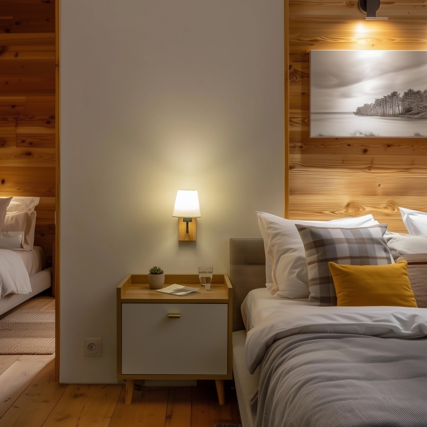 Brilagi - Seinavalgusti NUBILA WOOD 1xE27/25W/230V tamm/valge