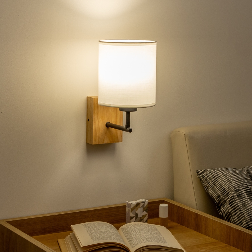 Brilagi - Seinavalgusti NUBILA WOOD 1xE27/25W/230V tamm/valge