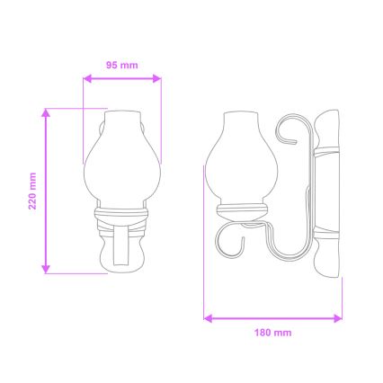 Brilagi - Seinavalgusti RUSTIC 1xE14/40W/230V pöök/pähkel