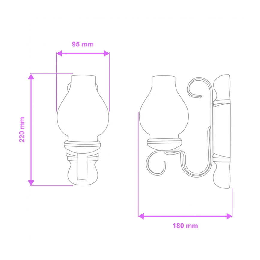 Brilagi - Seinavalgusti RUSTIC 1xE14/40W/230V pöök/pähkel