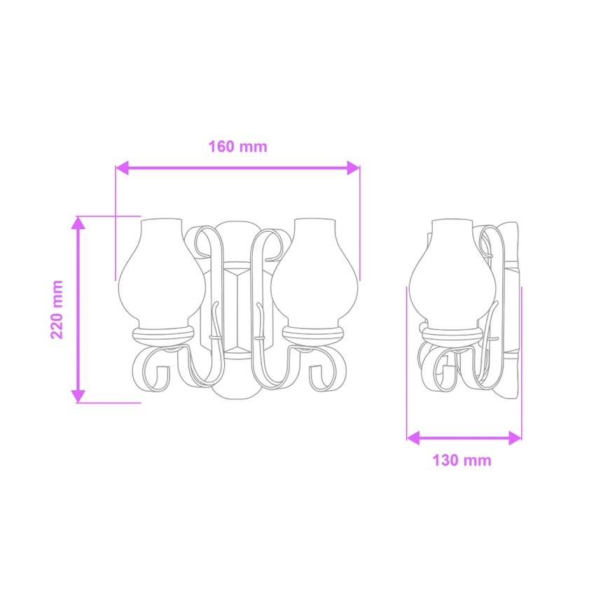 Brilagi - Seinavalgusti RUSTIC 2xE14/40W/230V pöök