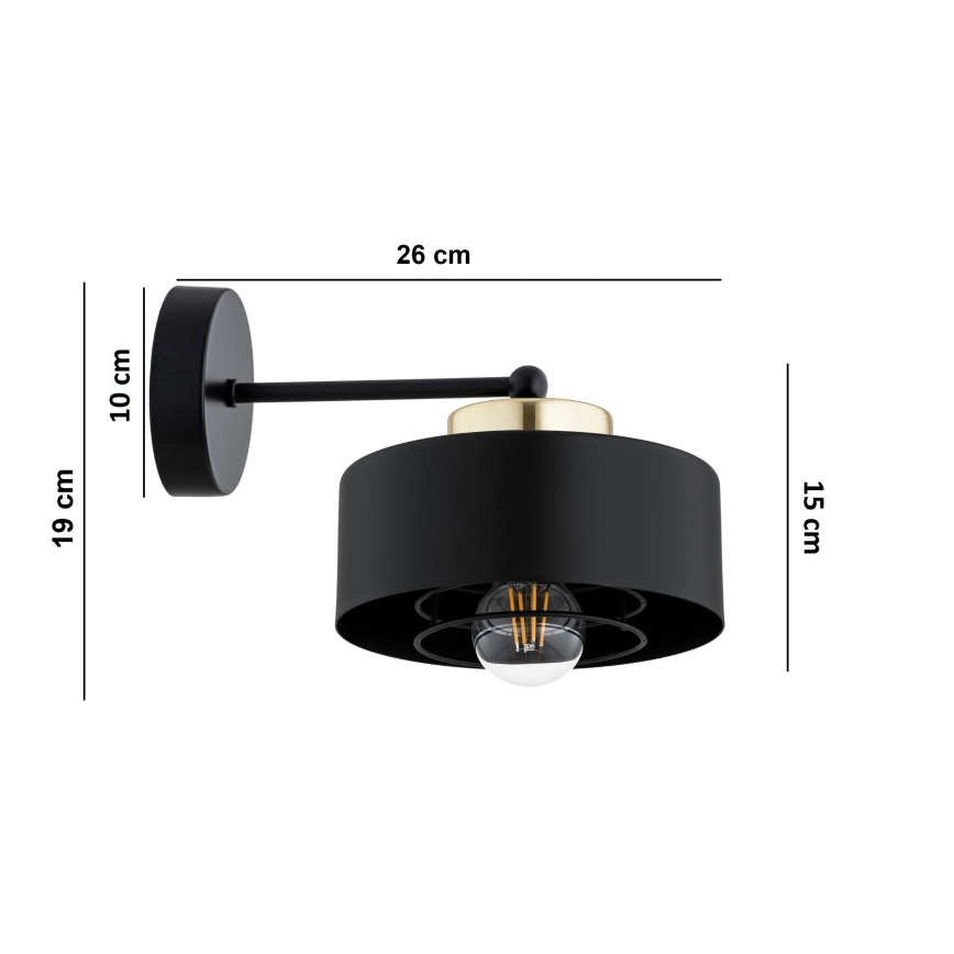 Brilagi - Seinavalgusti SPRING 1xE27/60W/230V must/kuldne