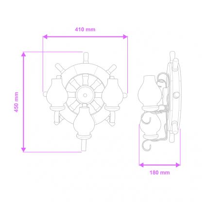 Brilagi - Seinavalgusti TIMONA 3xE14/40W/230V pöök/pähkel